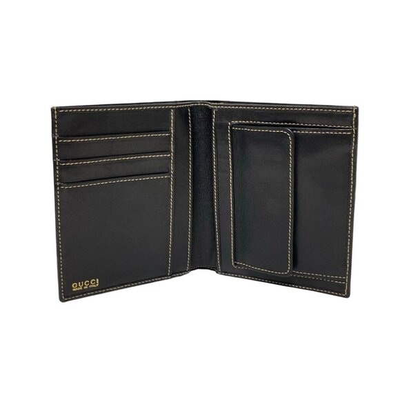 Auth GUCCI - Black Leather Bifold Wallet - Picture 2 of 6